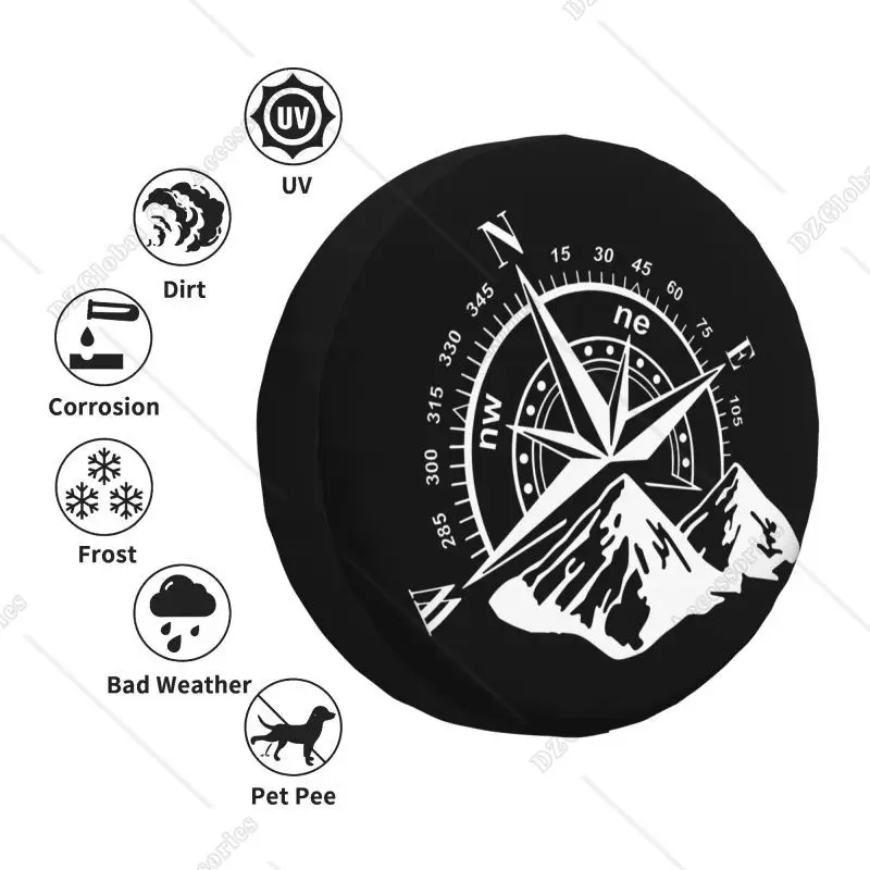 Navigate Mountain Adventure Compass Spare Tire Cover for Toyota RAV4 Prado 4WD 4x4 RV Car Wheel Protectors 14 15 16 17 Inch