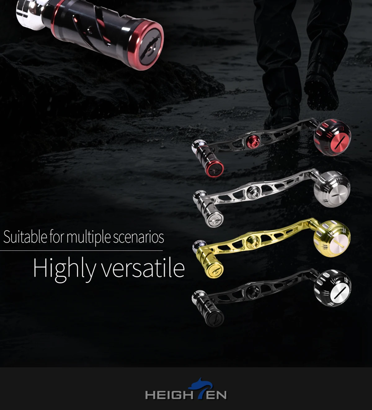 HEIGHTEN Verstellbarer Baitcasting-Rollen-Griff mit Knopf, Multifunktionales DIY-Modifikations-Zubehör für Köder-Angelzubehör – Detail 3