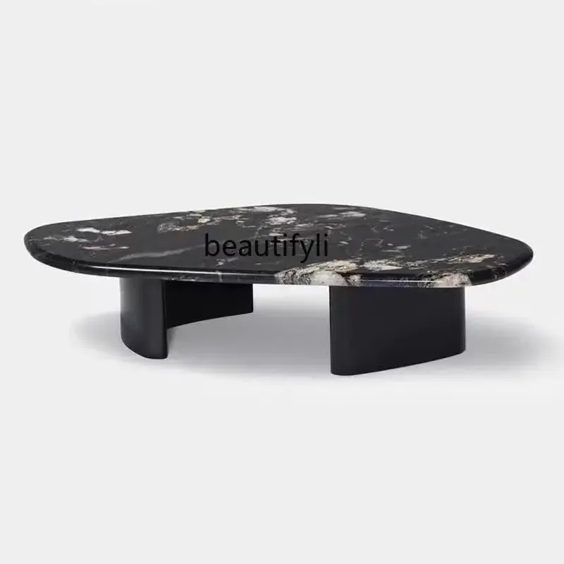 A07  Platinum diamond natural marble offee table ombination living room luxury stone speial-shaped high-end offee table