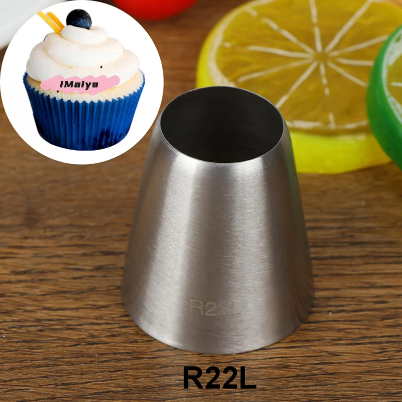 M-1PCS Round Piping Nozzles Pastry Tips Cream Decorating Baking Tool Stainless Steel Cupcake Cookie Icing Tip DIY Macaroon #R22L