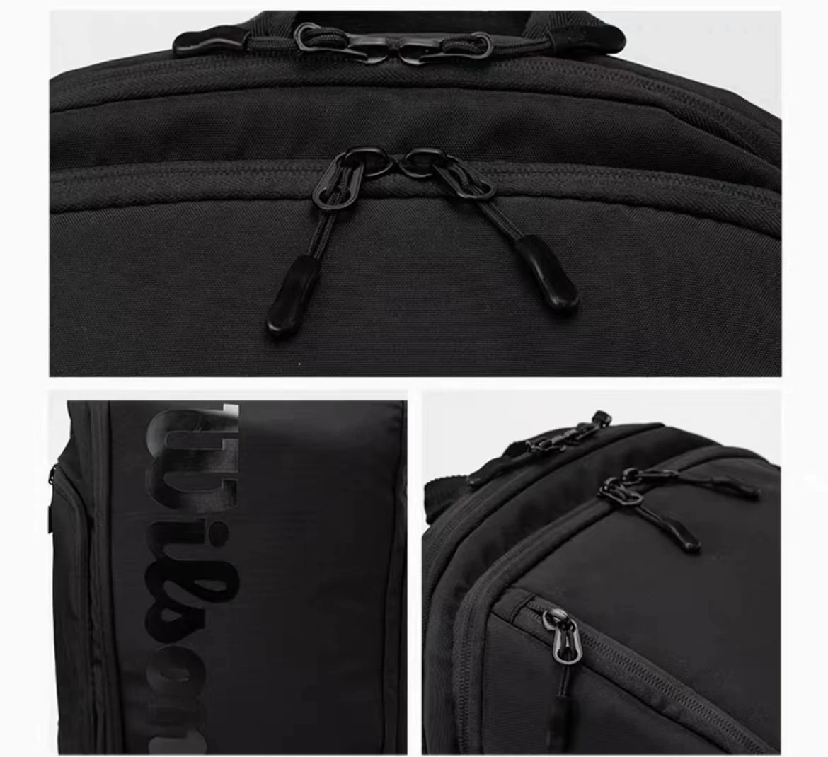 Wilson Roger Federer Bolsa de tenis Mochila de tenis profesional negra para 2 raquetas con compartimentos de aislamiento