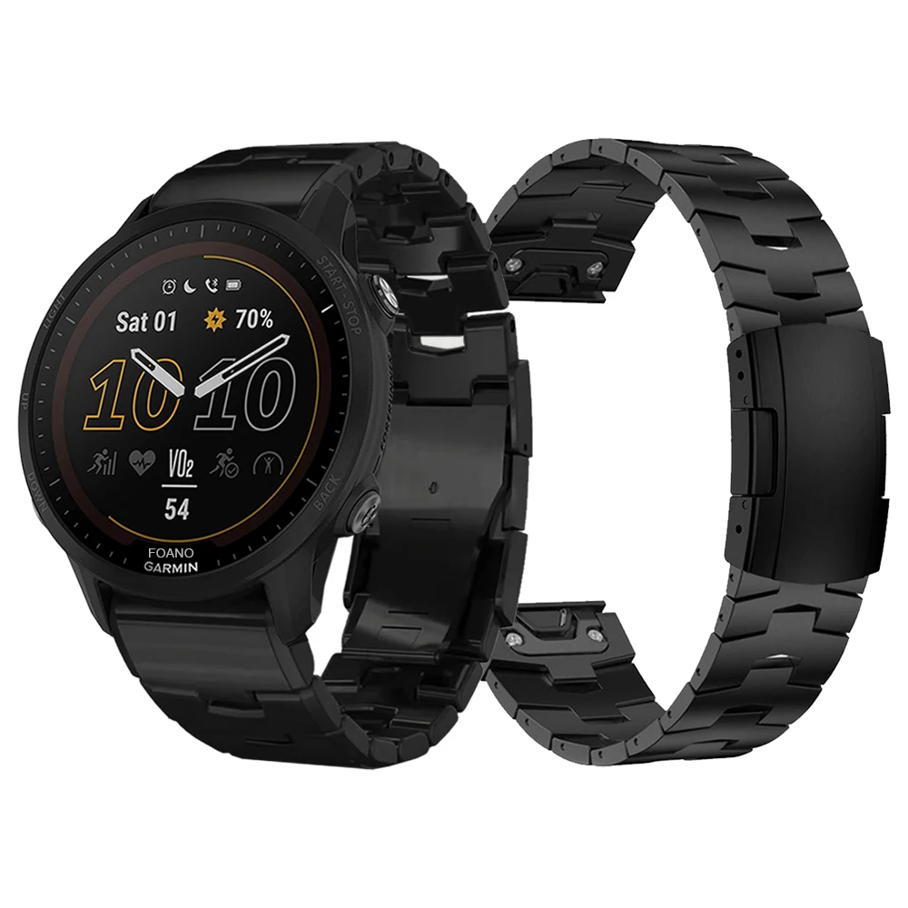 Cinturino in metallo titanio per Garmin Forerunner 945/Fenix 7X bracciale Quickfit sostituibile 22 26MM accessori cinturino nero/argento