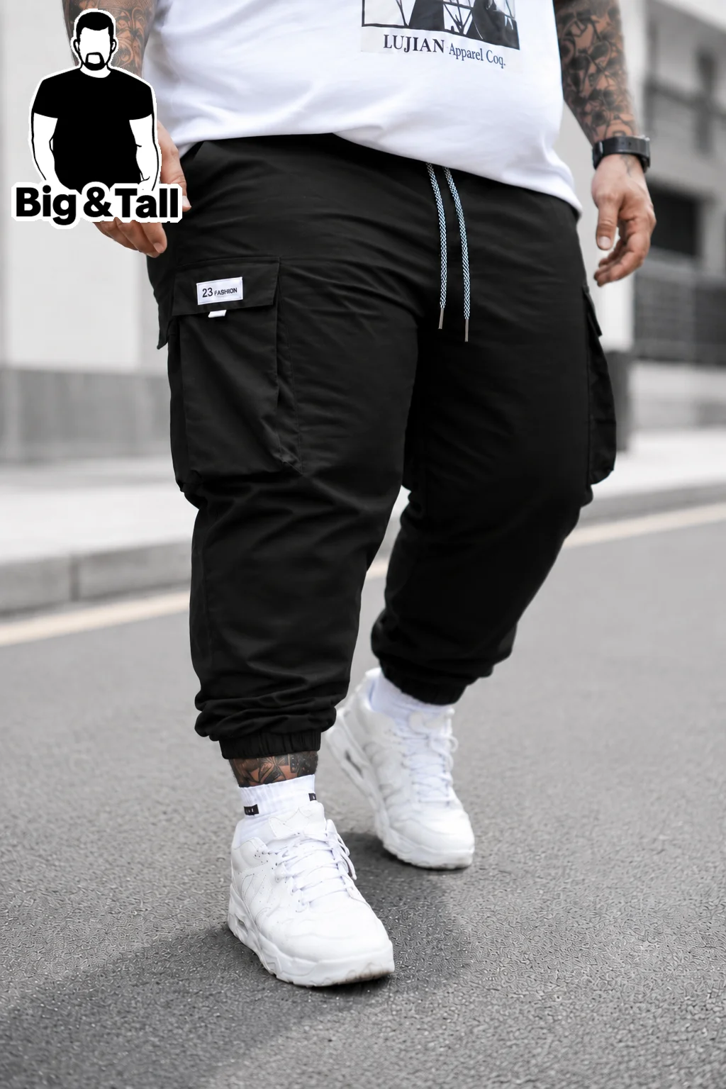 plus Size Men's Solid Color Work Trousers Straight Leg Waist Cord Design for Daily Wear And Outdoor Activities Durable Comfortab