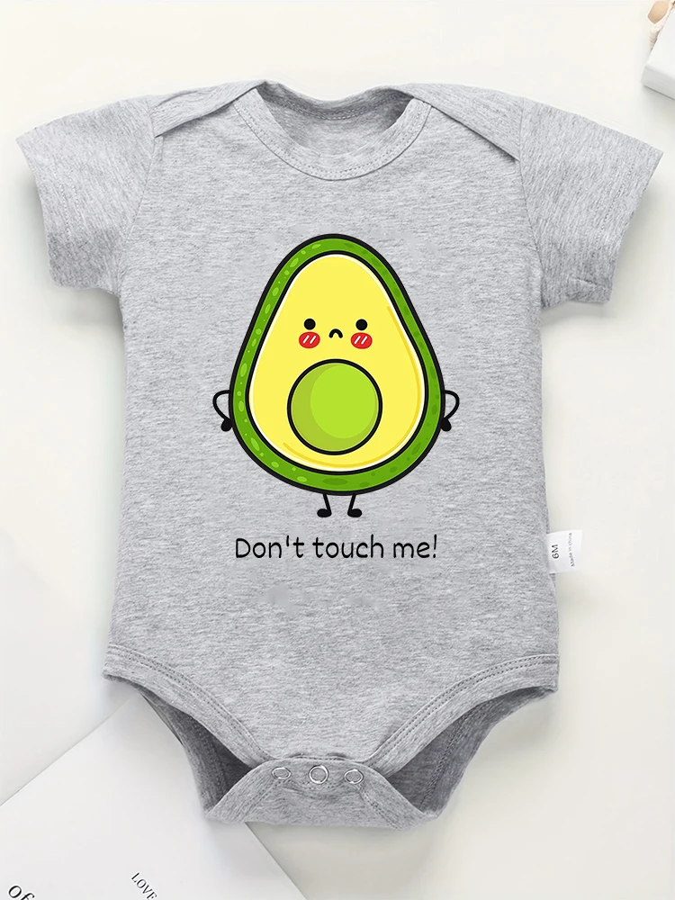 Funny Baby Boy and Girl Clothes Onesie Cute Cartoon Avocado Pattern Cotton Toddler Jumpsuit Comfy Breathable O-neck Bodysuit