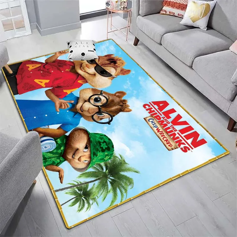 Alvin and the Chipmunks Carpet and Rug Classic Cartoon Carpet Floor Mat Living Room Bedroom Decorate Soft Carpet Kids Room Rug