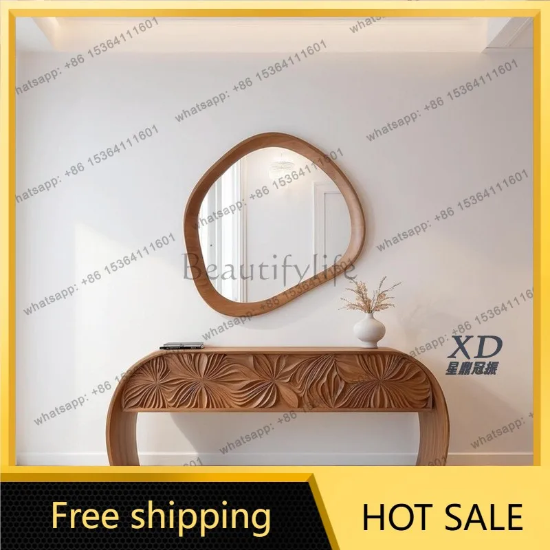 PG French retro decorative mirror living room wall entrance medieval light luxury special-shaped bathroom makeup mirror