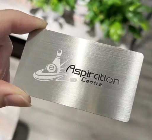 Customized stainless steel luxury silver brushed metal gift card logo etched metal business card