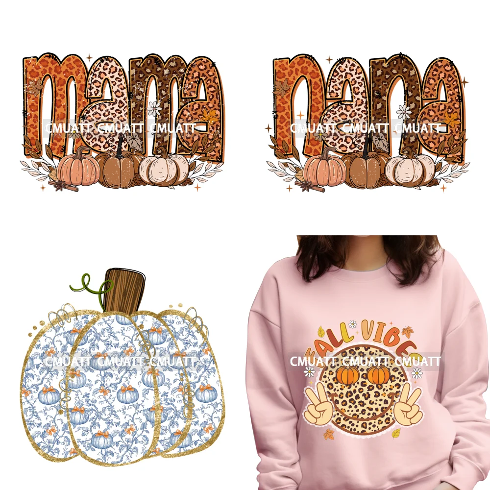 

Fall Mama Nana Gigi Mimi Coquette Pumpkin Autumn Vibes Iron on DTF Washable Transfers Stickers Ready to Press for Clothing Bags