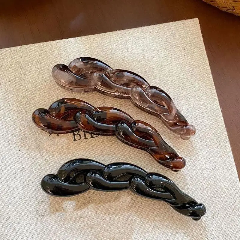 2Pcs Minimalist Acrylic Twisted Banana Hair Clips for Women Retro Style Ponytail Holders for Business Trip Travel Hair Accessor