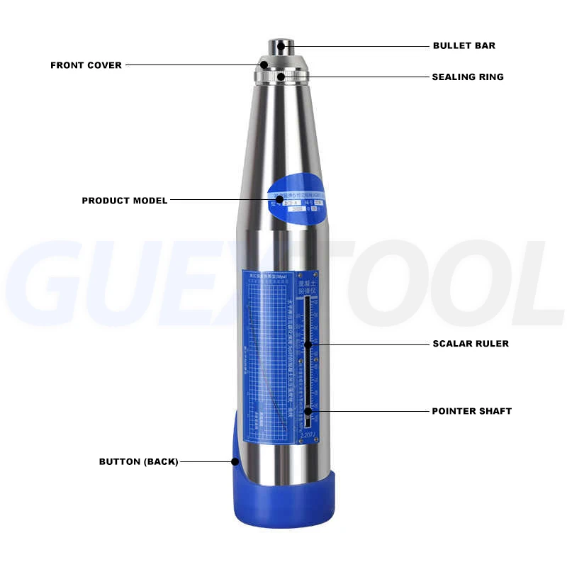 Imagem -05 - Martelo Rebound Prata para o Teste Concreto do Esclerômetro da Argamassa Martelo Sliver Schmidt Hardness Tester Compressivo de Alta Resistência Instrumento de Teste Mecânico Digital Zc3