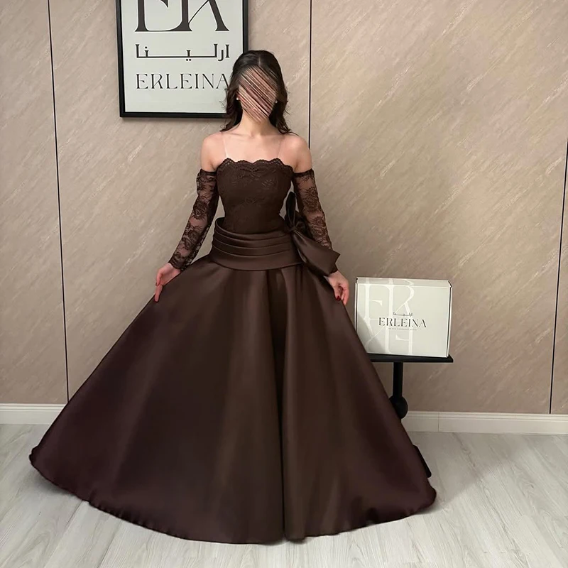 Thinyfull Saudi Arabia A-Line Prom Dresses Strapless Long Sleeve Evening Dress Formal Night Cocktail Party Prom Gowns Customized
