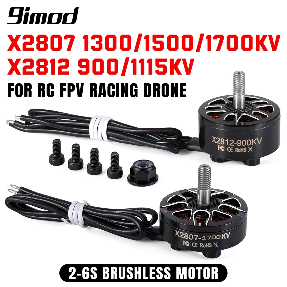 

9IMOD Brushless Motor 4pcs X2807 1300/1500/1700KV X2812 900KV 1115KV 2-6S 4mm Bearing Shaft for RC Multirotor FPV Racing Drone