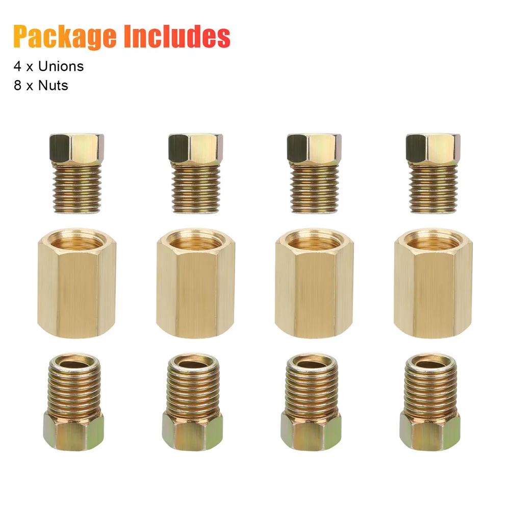 4 Sets The Brake Line Pipe Brassy Brake Wire Fittings Replace 3/8-24 Threaded 3/16 Pipe Size Brake Wire Tubing Car  Accessories