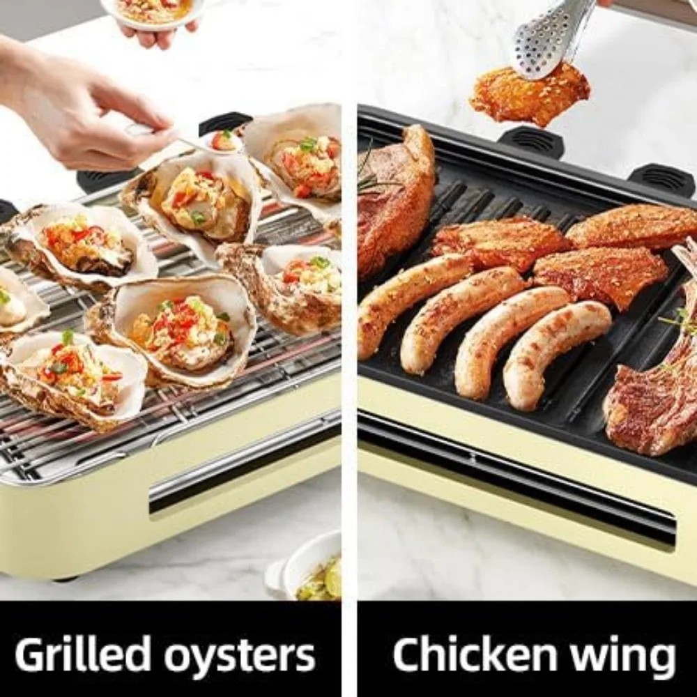 Versatile Smokeless Indoor Grill for Home Cooking, Featuring Indoor Grills Electric Smokeless, and Kitchen Griddle White
