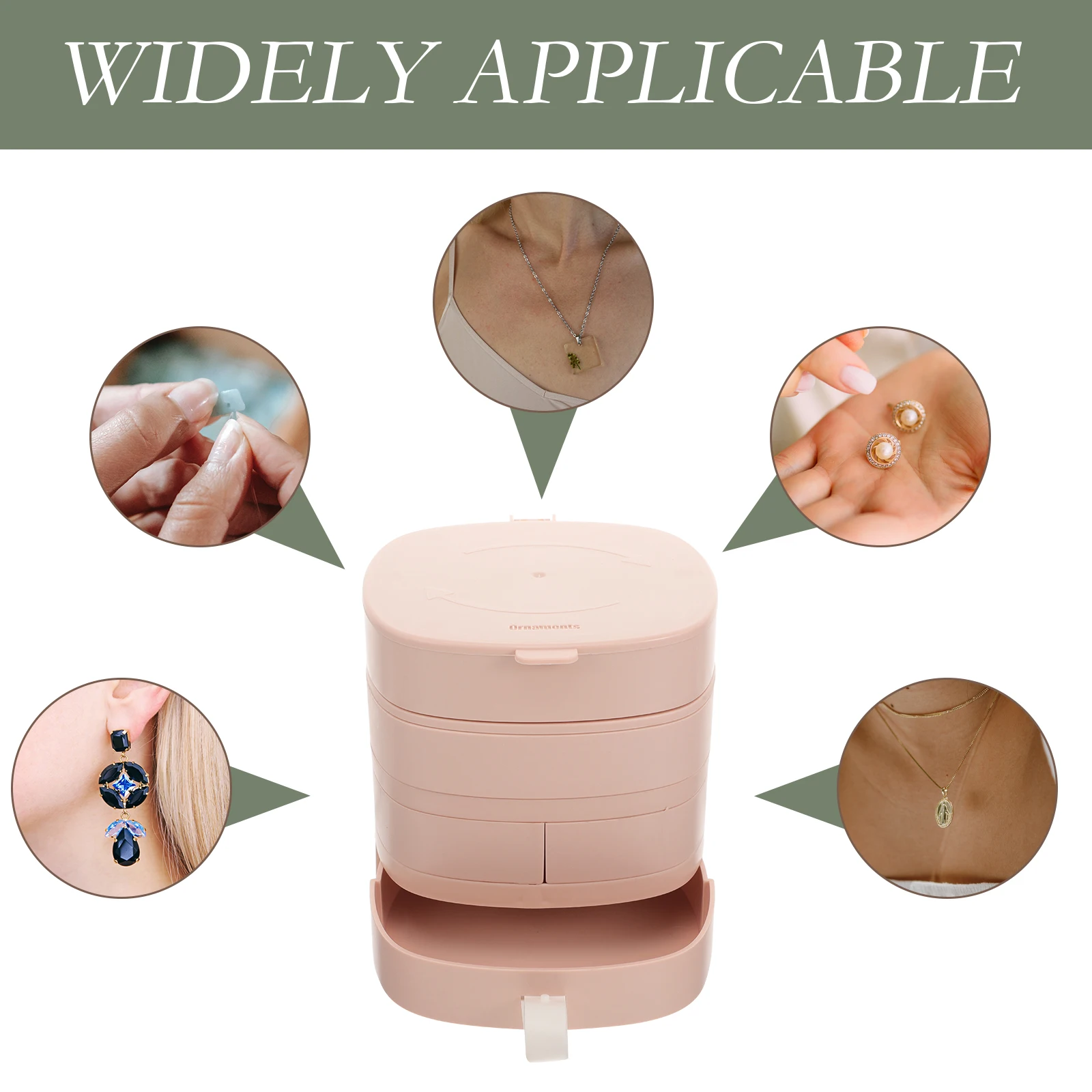 

1pcs Rotating Jewelry Box 4 Layers Pink No Mirror Small Earring Holder Organzier Compact Size Desk Storage Display Case