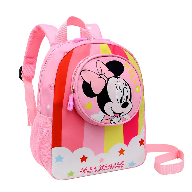 Disney Mickey Minnie Backpack Children Cartoon Schoolbag Kindergarten Anti-loss Small School Bags Kids Kawaii Travel Backpacks