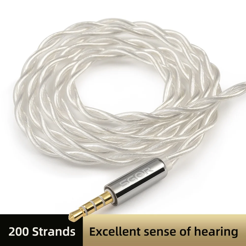 SGOR CA-1 200 Strands High Purity Copper Silver-plated Cable 0.78mm S Pin Connector for Adonis VENUS KZ Krila