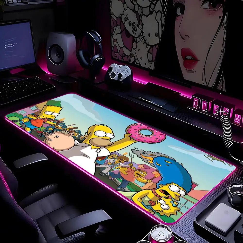 Cartoon Homer S-Simpson Family Mouse Pads Mousepad HD Printing Computer Gamers Locking Edge Non-slip RGB Mouse Pad XXL90x40cm K