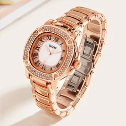 DOM watch female square simple ins style light luxury niche female watch retro fashion steel belt dial watch