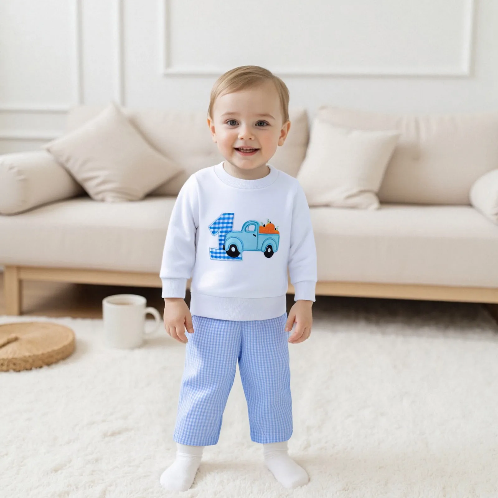 2026 الشتاء طفل رضيع 2 قطعة الزي الخريف طويلة الأكمام عدد اليقطين التطريز البلوز فستان أطفال مع سروال داخلي الملابس الدافئة