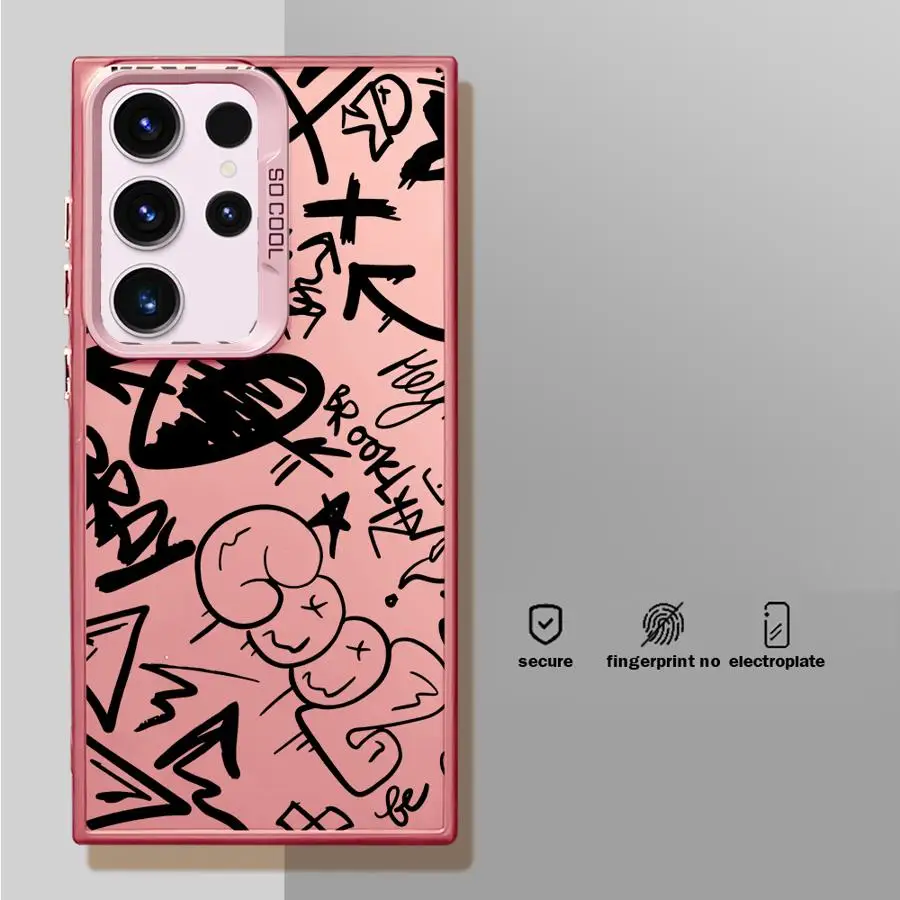 หรูหราสีดําGraffitiสําหรับSamsung Galaxy S23 Ultra S24 Ultra S20 FE S21 S22 Plus S10 S23 5G Note20 Ultra Soft Shell