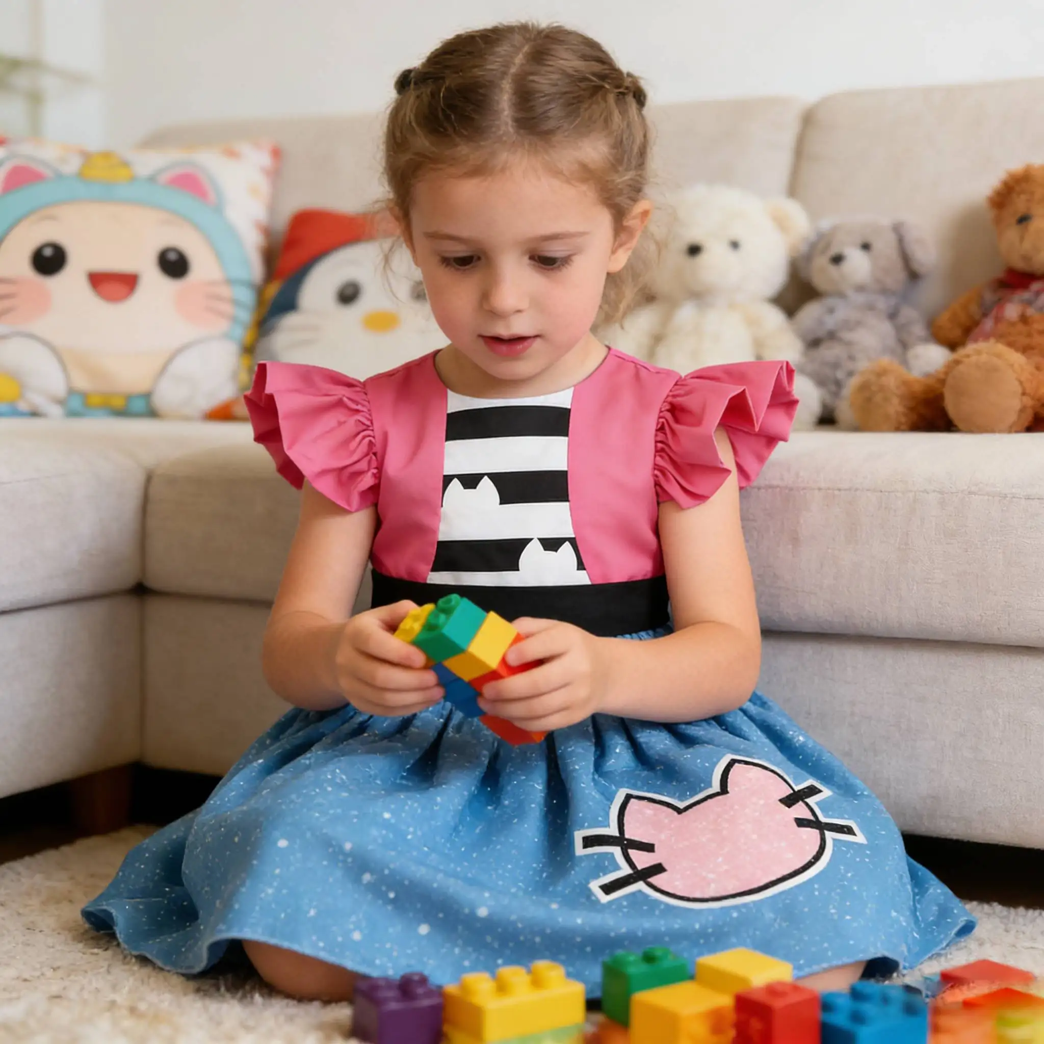 Mädchen-Partykleider, Cartoon-Prinzessinnen-Festkleid für Mädchen von 1-6 Jahren, Karnevalskleidung für Kinder mit Flügelärmeln