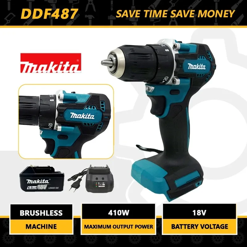 Makita DDF487 Driver Drill 18V LXT Brushless Motor Compact Big Torque Lithium Battery Electric Screwdriver Cordless Power Tool