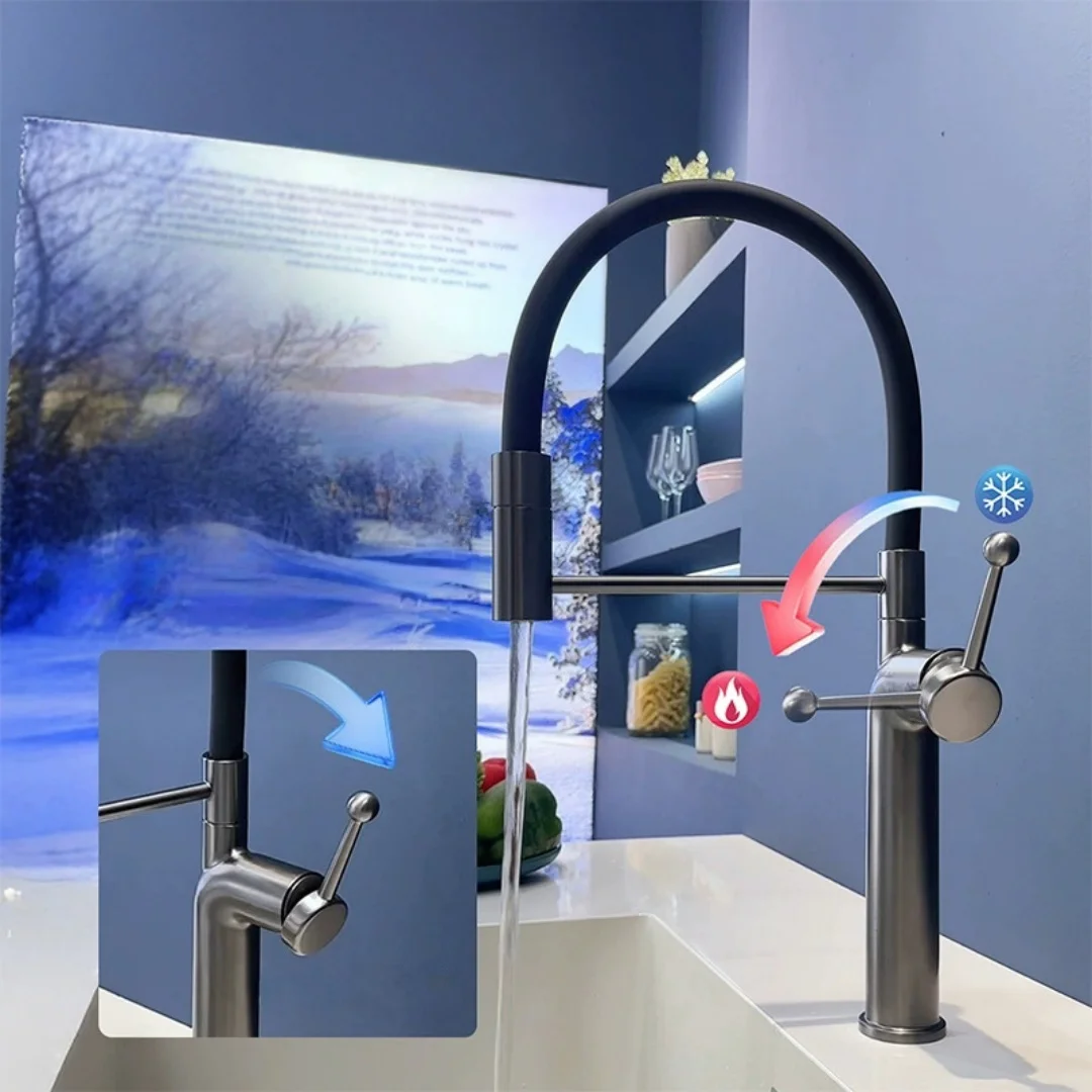 Black Kitchen Faucets Brass Red Pull Out Sink Faucet Pull Out Sink Faucet Spring Spout Mixers Tap Hot and Cold Kitchen Tap