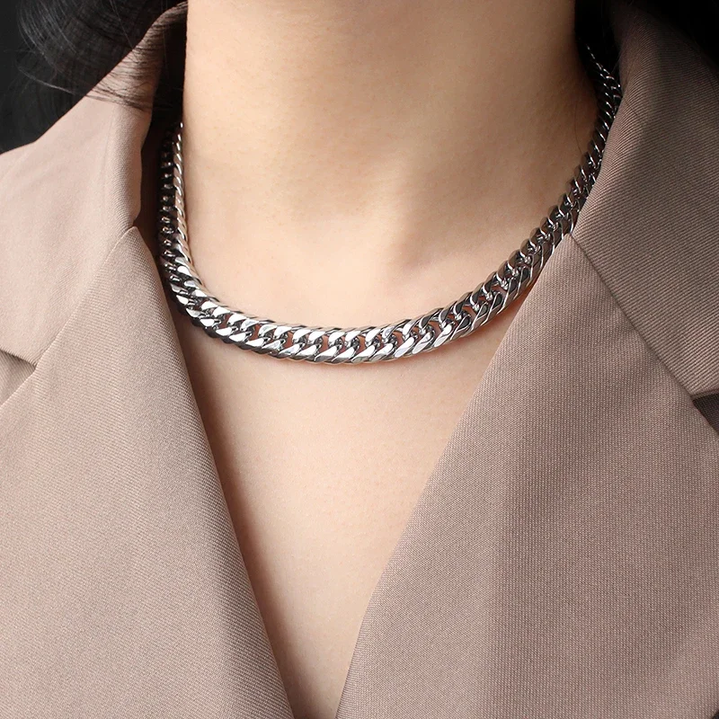 Hip Hop Geometric Necklace Anti Allergy Plated Necklace Durable Stainless Steel Necklace for Women Man