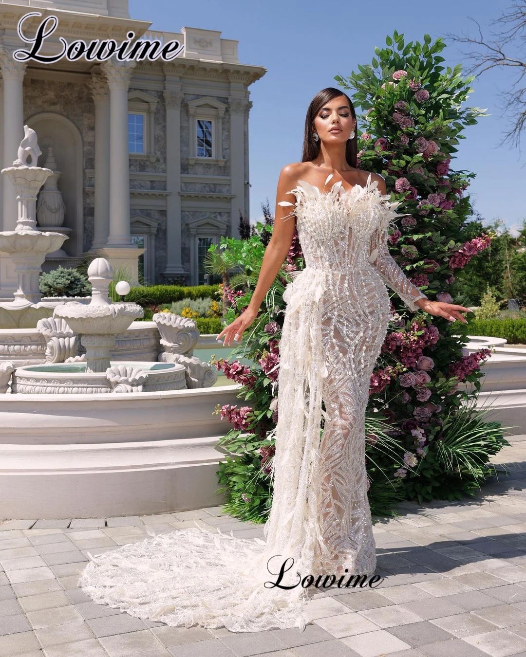 Newest Ivory Evening Dresses With Pearls Mermaid Elegant Wedding Party Dresses Evening Wear Engagement Gowns Robes De Soirée