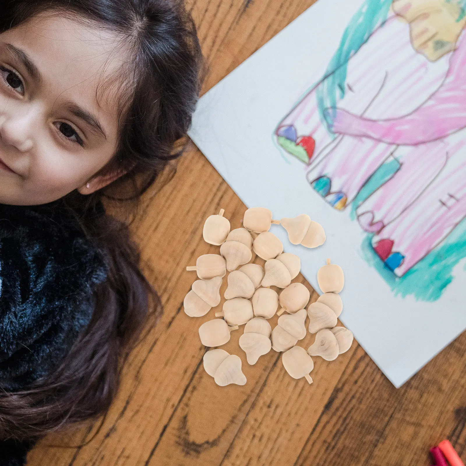 

20 шт. неокрашенных деревянных заготовок в форме желудя для творчества, набор для росписи, декорации для праздничного стола, рукоделие