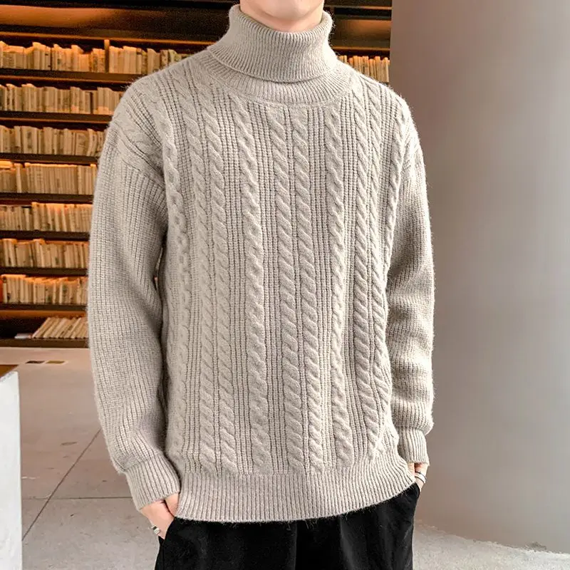 

2024 Men's Winter Warm Turtleneck Sweaters Knitted Thick Pullover Casual Sweaters High Neck Knited Solid Color Jumpers for Men