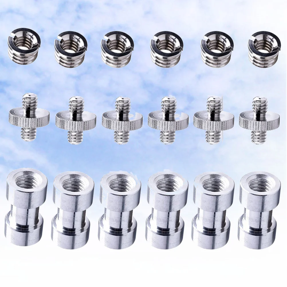 18 szt. Adapterów śrub mocujących do statywu 1/4 cala na 3/8 cala do akcesoriów fotograficznych, statywów oświetleniowych studyjnych, obrotowy uchwyt, zestaw konwerterów