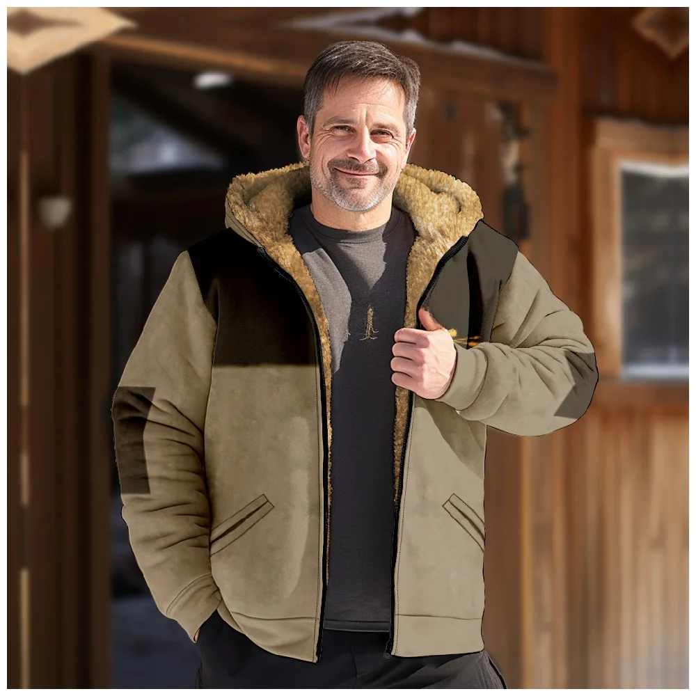 

Digital Printing Hoodie Jaet Multicolor Pattern Spliced Color Inner Cotton Liner Brown Color Hooded Sweatirt Work orm