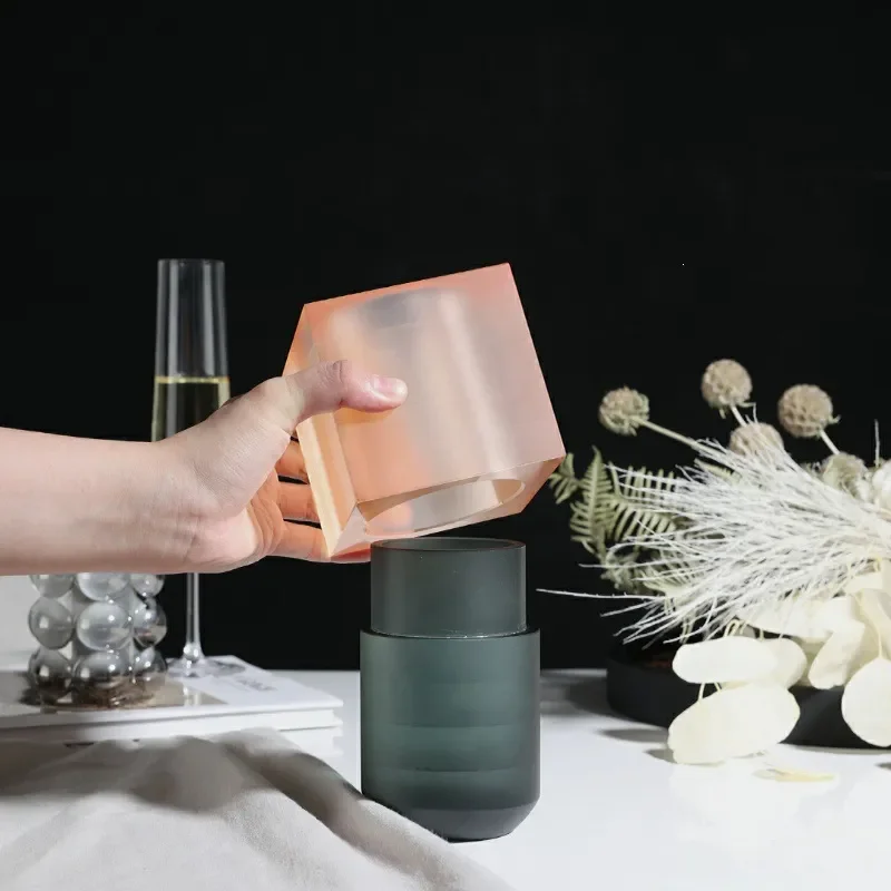 Light Luxury Geometric Time Capsule Crystal Flower Ornament Bedroom Living Room Sample Room Entrance Flower Arrangement Vase