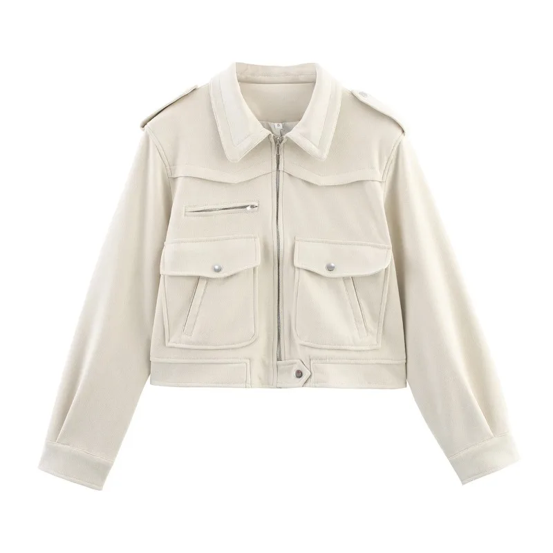 Fall 2025 European and American Lapel Long Sleeve Pocket Design Jacket Baseball Uniform