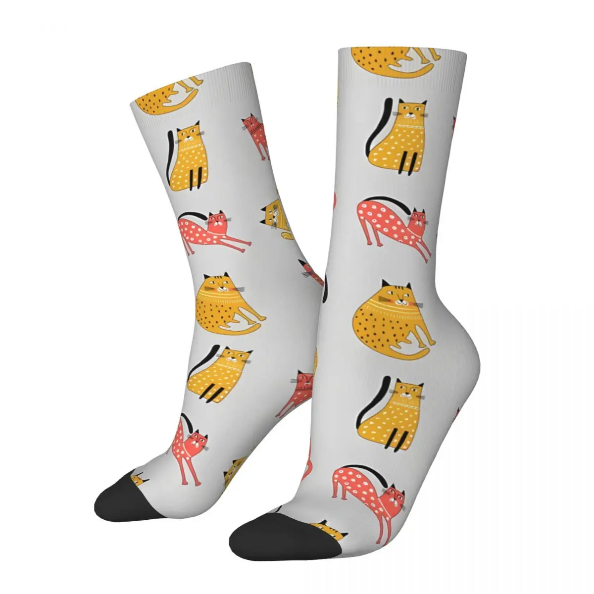 Pack Of Six Cute Kawaii Funny Suspicious Cats Socks Male Mens Women Autumn Stockings Hip Hop