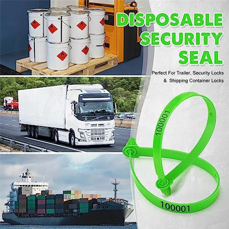 

1000Pcs Plastic Truck Door Seal Security Tags Removal For Trailer Logistic Shipping Packaging Shipping Green