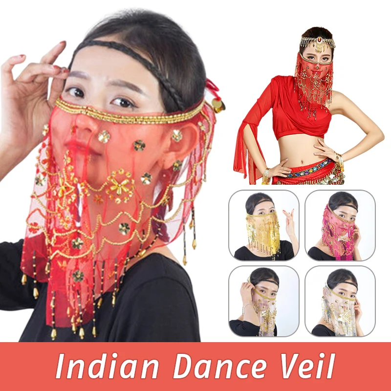 Voile de danse du ventre pour femmes, paillettes Sexy, Costume de carnaval Tribal indien, accessoires de Performance