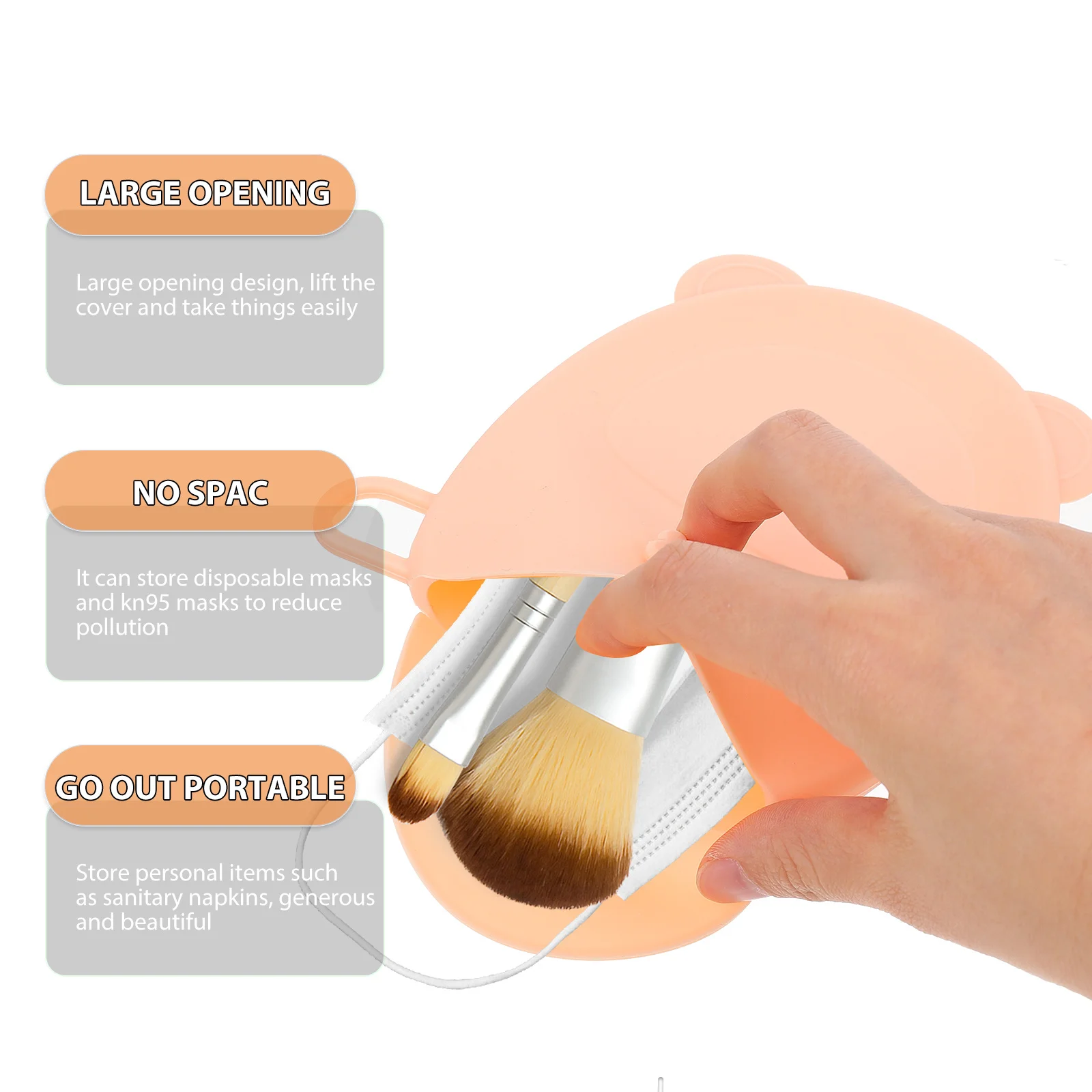 

Silicone Storage Bag Safe Material Mask Case Pens Container Waterproof Hanging Bag for Home Office Travel Use Holder