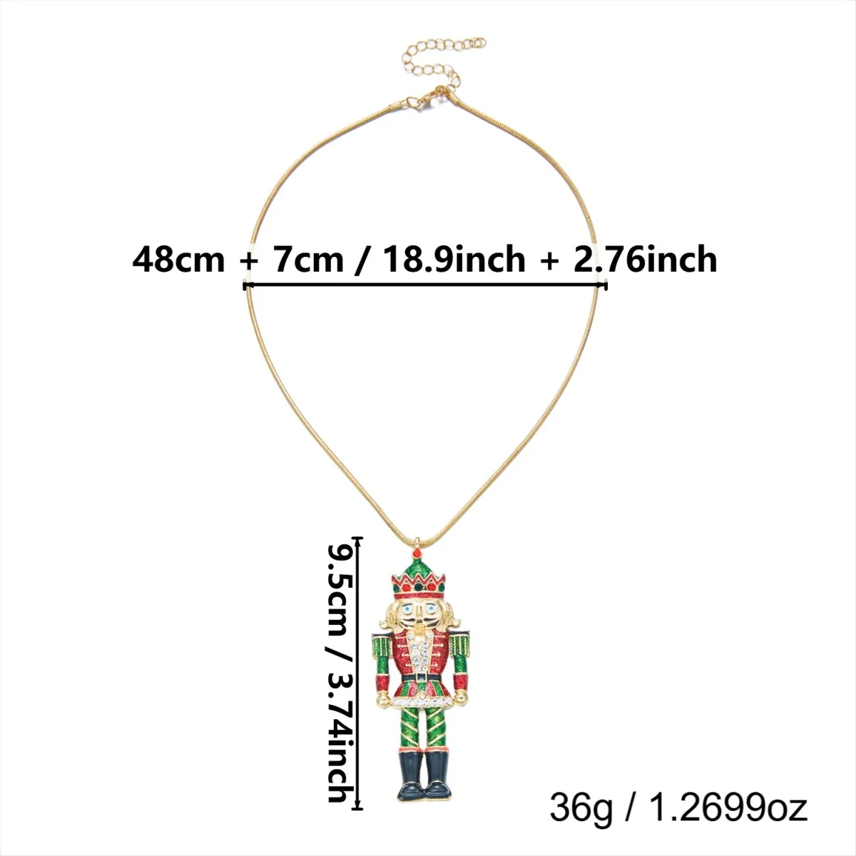 Weihnachtlicher Nussknacker-Soldaten-Anhänger, Halskette für Damen, Strass-Emaille-Charm, verstellbare Schlangenkette, Festtags-Schmuck – Detail 3
