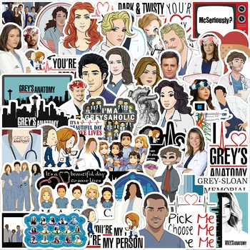 50 قطعة برنامج تلفزيوني كلاسيكي رمادي تشريح ملصقات مضحك بولي كلوريد الفينيل سجل القصاصات للأمتعة المحمول الهاتف الشارات ألبوم بها بنفسك أطباء لطيف