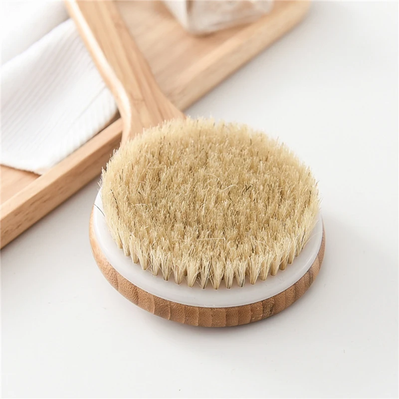 Bamboo Back Scrubber Long Handle Body Scrubber Light Easy-to-Hold แปรงอาบน้ําสําหรับทําความสะอาดผิวขัดผิว