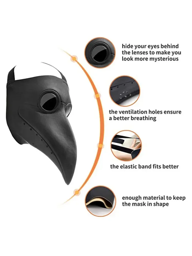 Plague Doctor Mask Costume Adult Kids Cosplay Carnival Halloween Costume Kids Black Death Costume Plague Steampunk Doctor Mask