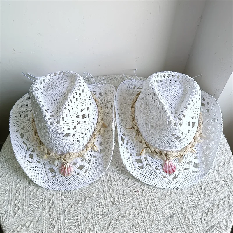 Shell Malan cowboy hat retro straw hat new men and women jazz cowboy hat straw sun hat summer hat wide brim hat sombrero