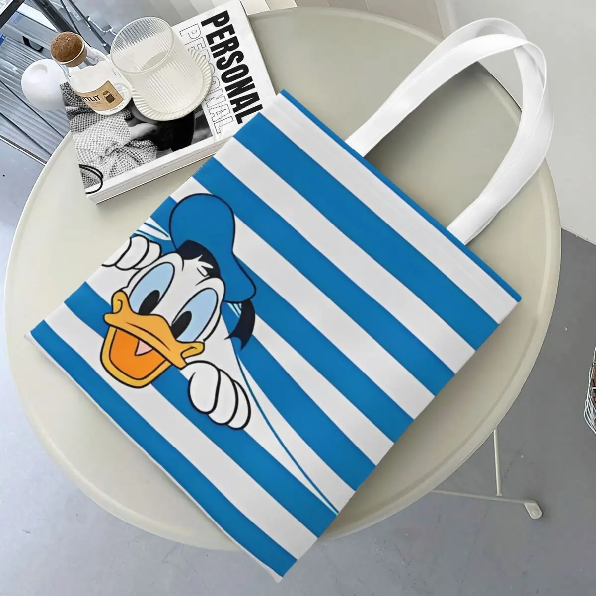 Unisex Donald Duck Peek-a-Boo Tote Bags Canvas Grocery Bag for Ladies Handbags