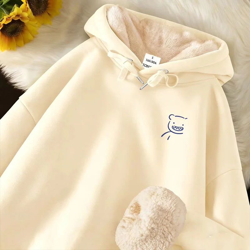 

Мужская теплая толстовка с капюшоном из овечьего флиса, утепленная, свободного кроя, осенне-зимняя, морозостойкая, больших размеров, модный топ