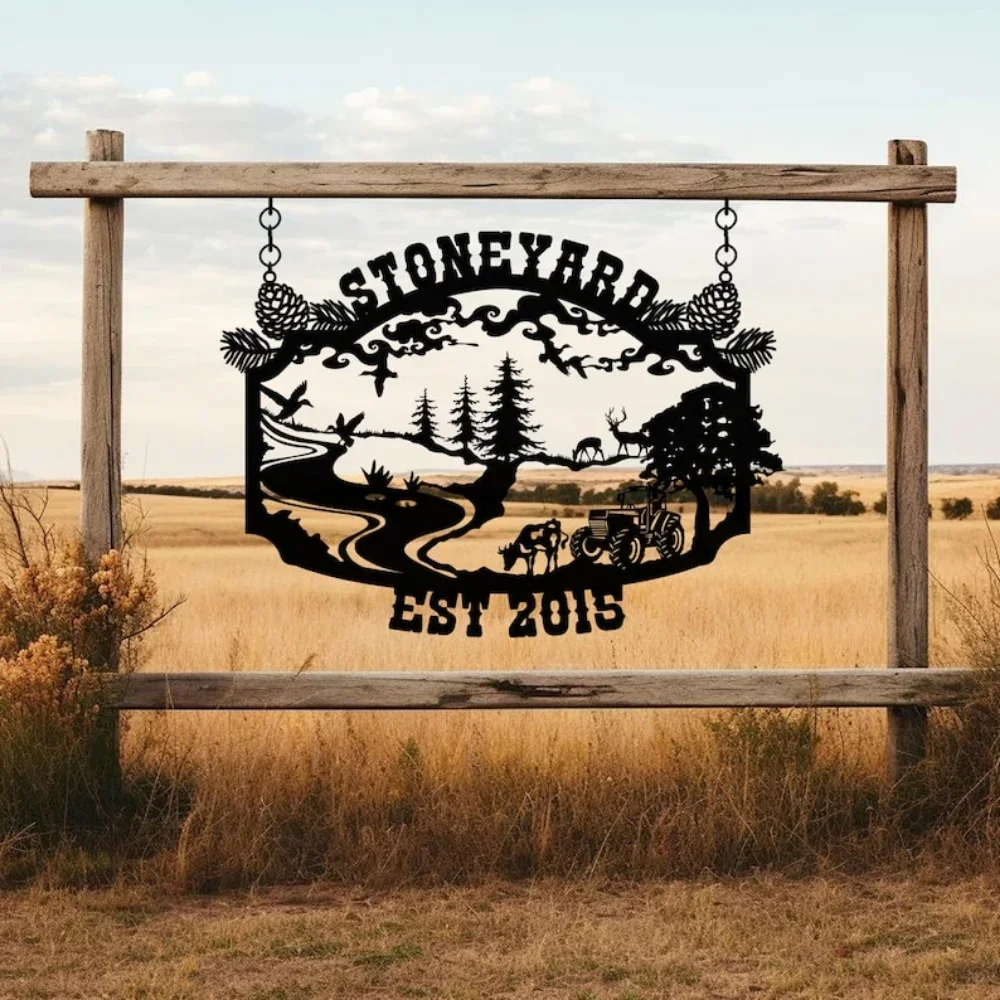 1PC Personalized Farm House Metal Sign As Custom Ranch Name Family Sign An Anniversary Gift for Family As Keepsake for Modern De