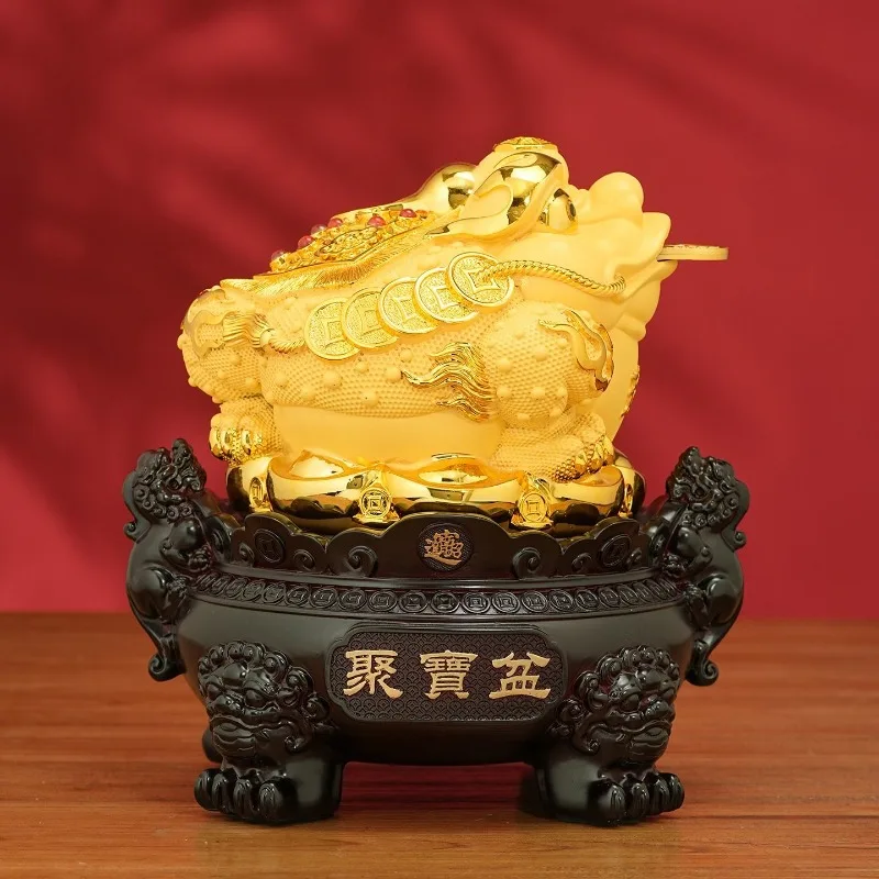 360° Rotating Golden Toad Ornament for Wealth and Wealth Office Front Desk Decoration Opening Ceremony Housewarming Gift
