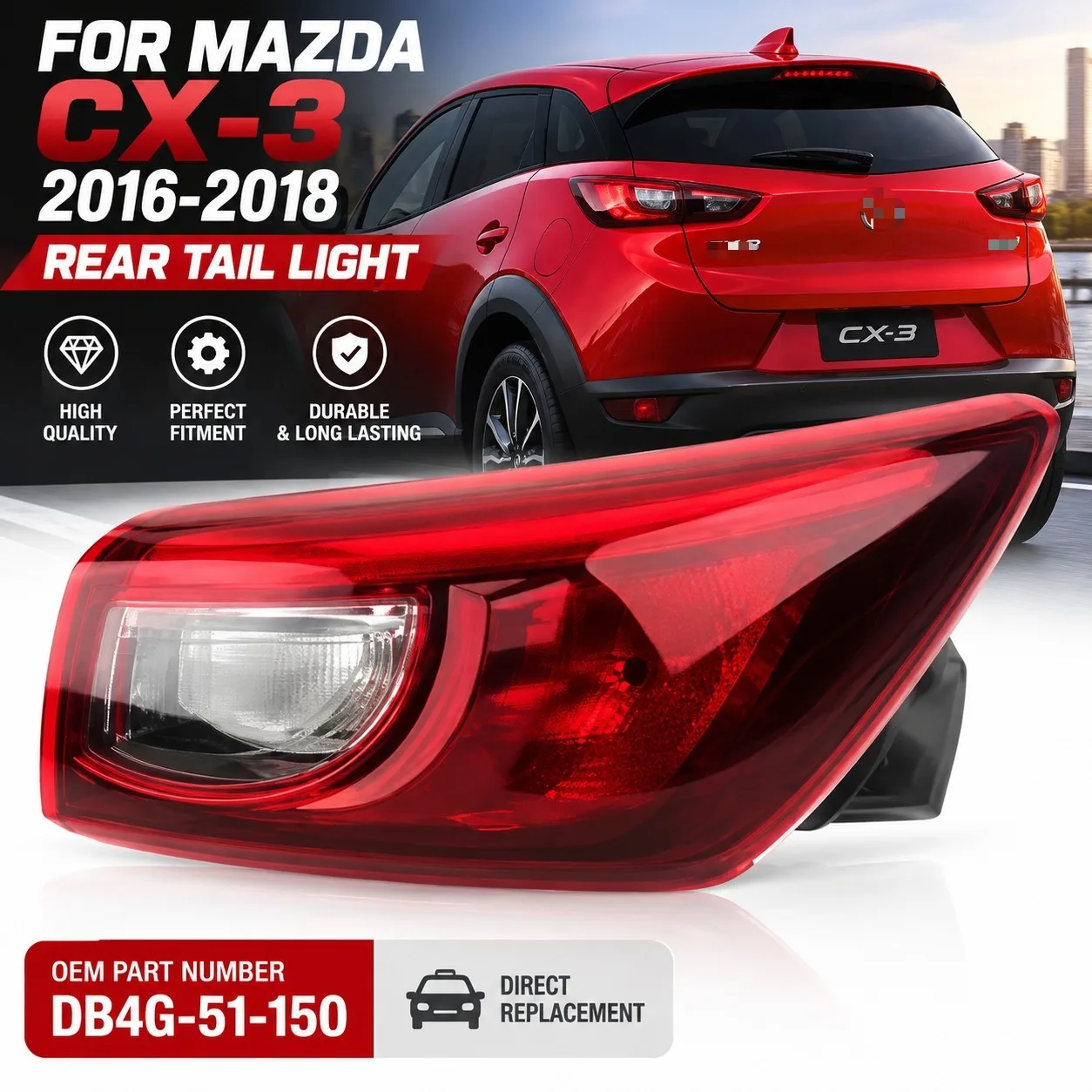 DB4G-51-150 Left/Right Side Tail Lamp FOR Mazda Cx3 SPORT 2016 2017 2018 Rear Tail Light Brake Lamp With
